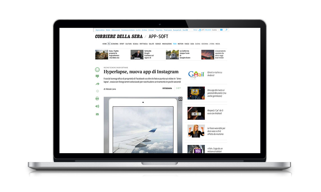 Time Lapse Italia sul Corriere.it menzionata
